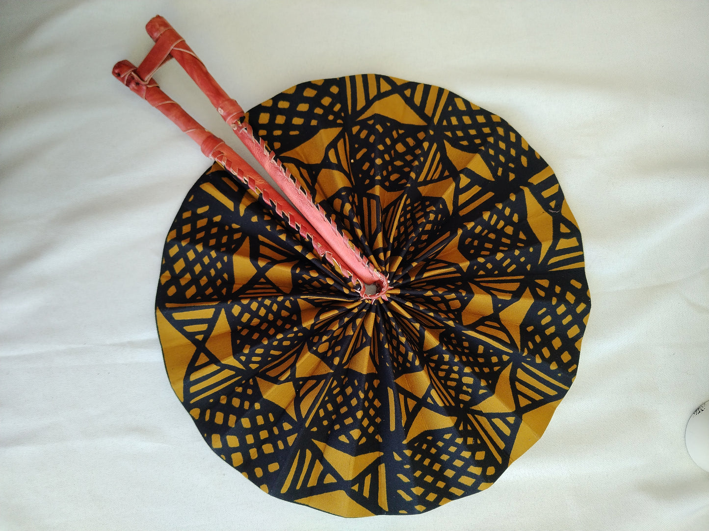 Leather Trim Folding Hand Fan