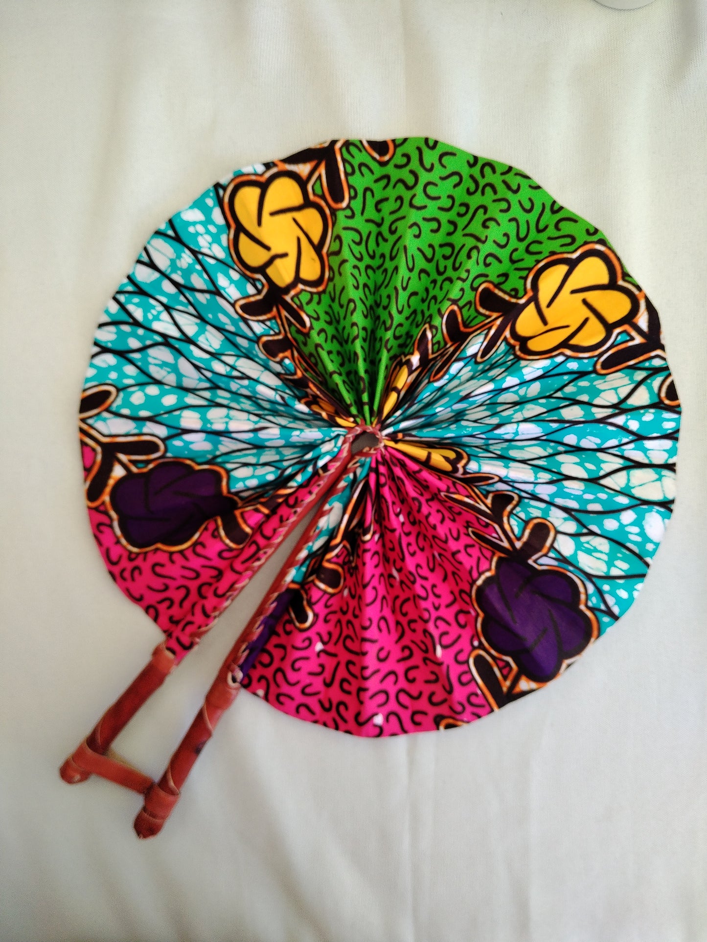 Leather Trim Folding Hand Fan