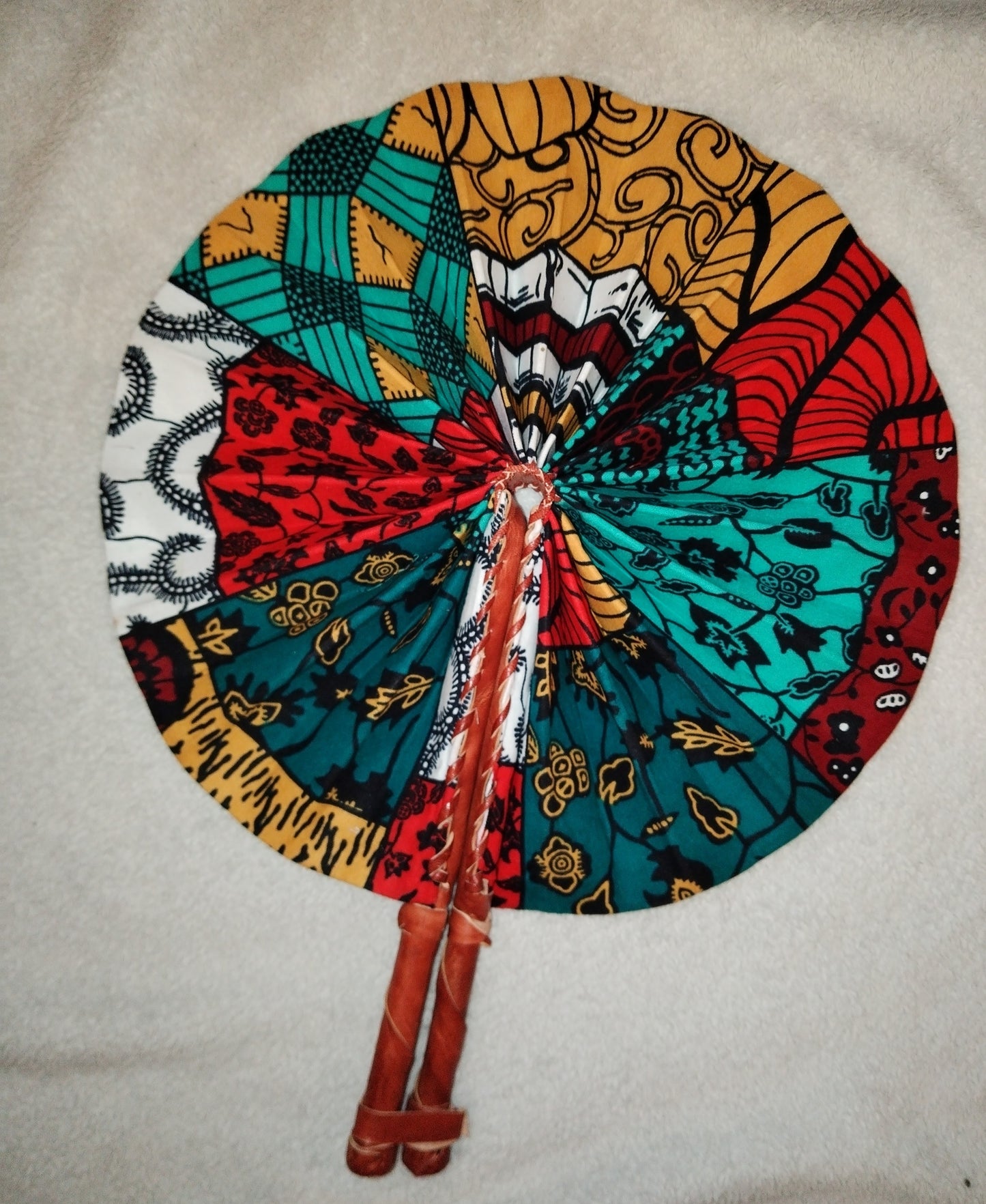 Leather Trim Folding Hand Fan