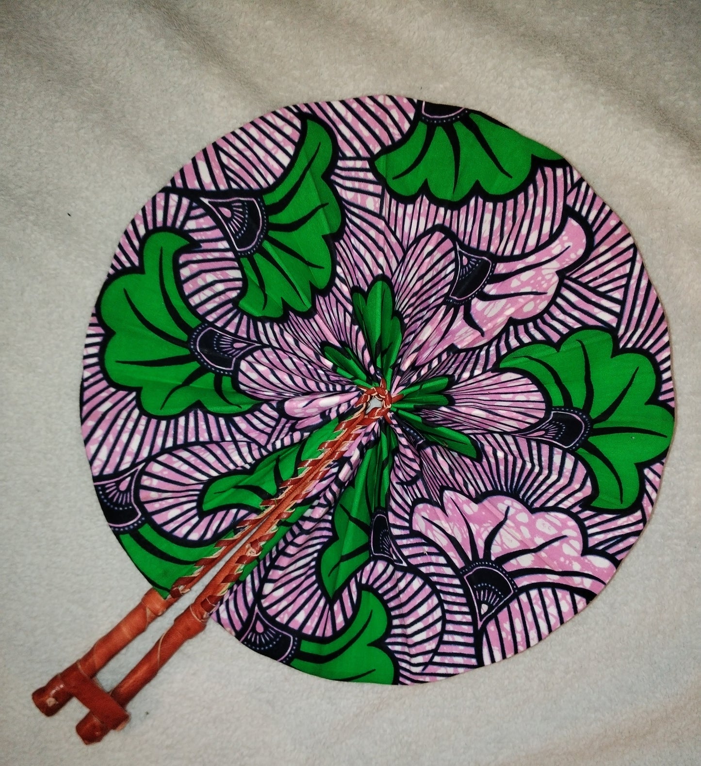 Leather Trim Folding Hand Fan