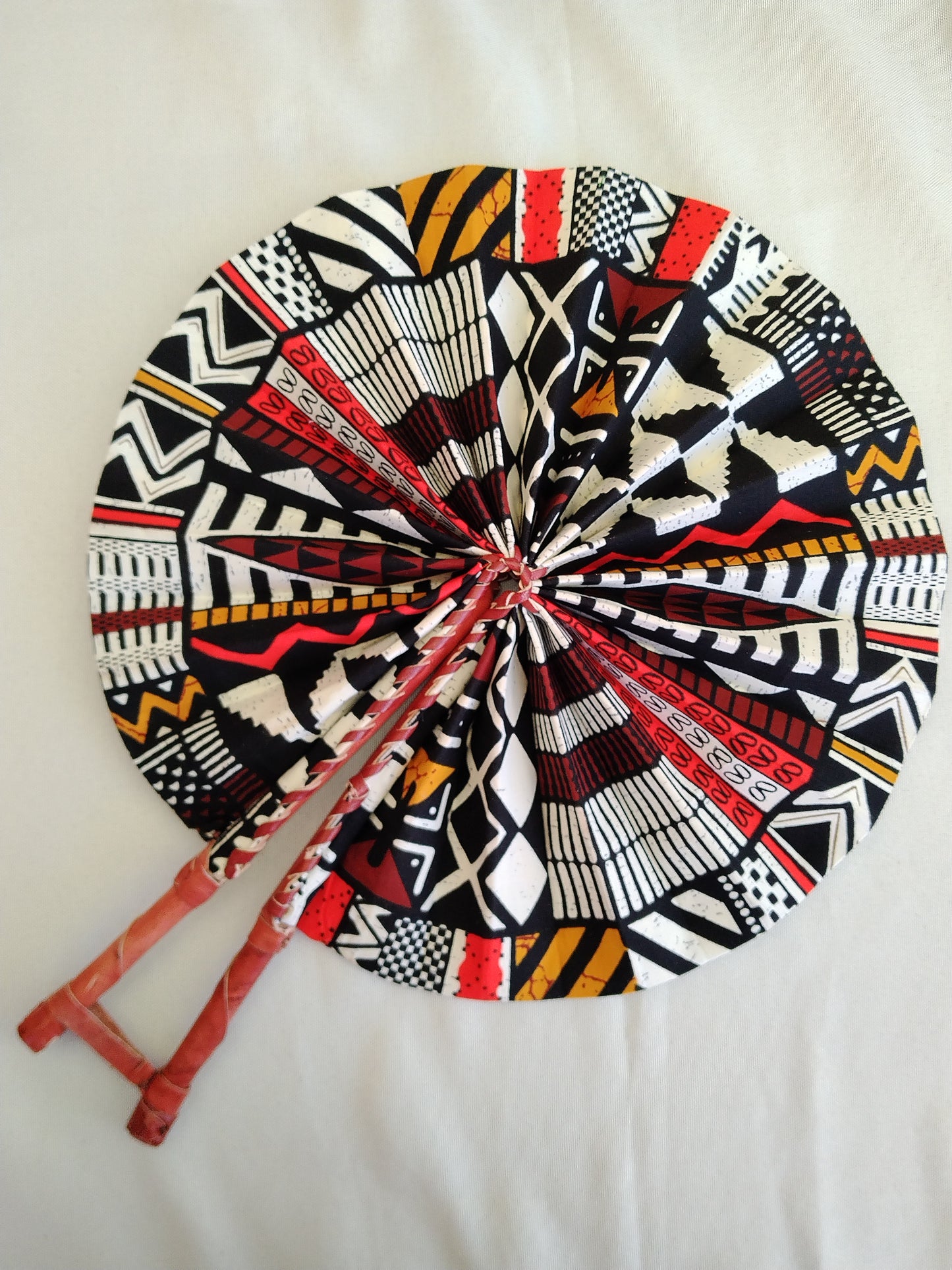 Leather Trim Folding Hand Fan