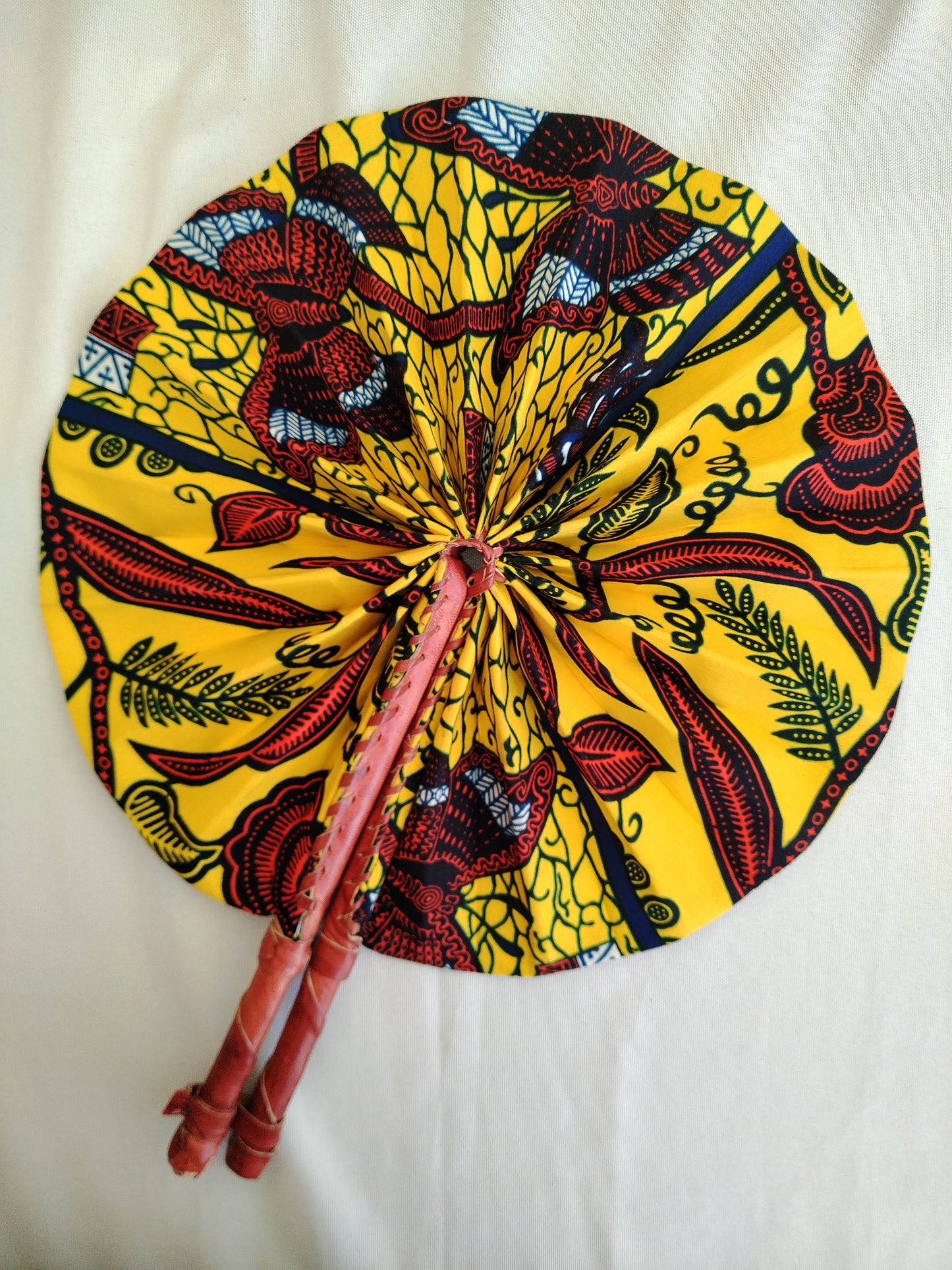 Leather Trim Folding Hand Fan