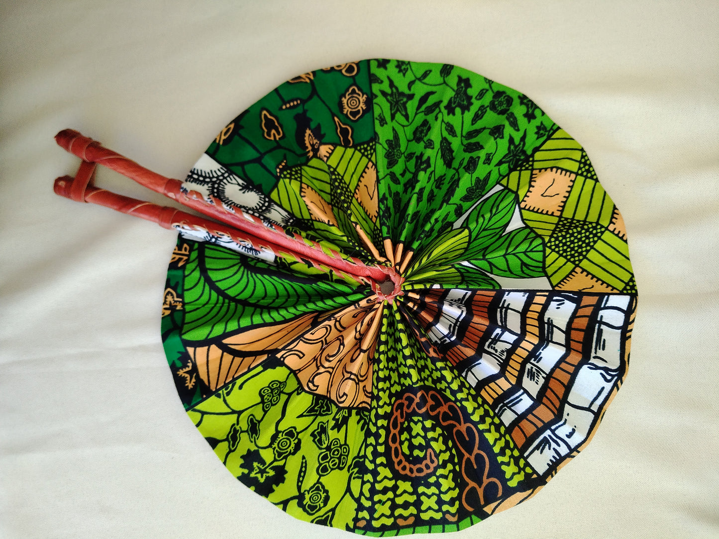 Leather Trim Folding Hand Fan